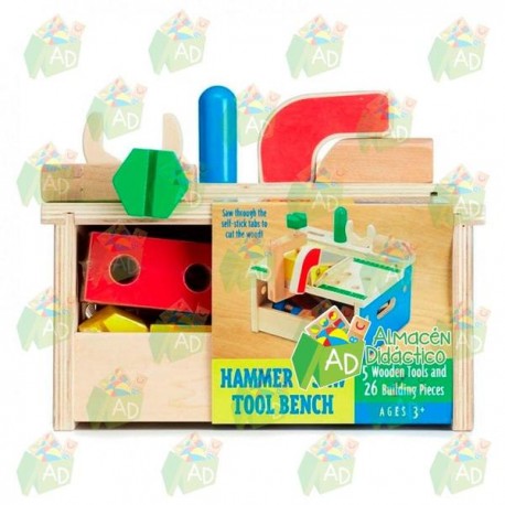 BANCO DE HERRAMIENTAS CON MARTILLO Y SIERRA - MELISSA & DOUG - HAMMER AND SAW TOOL BENCH-JuguetesEstrella-JUEGOS DE ENSAMBLE Y C