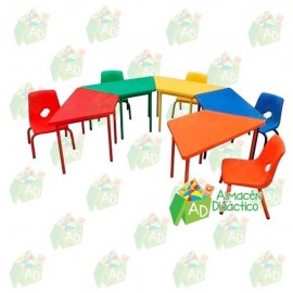 CONJUNTO 5 MESAS TRAPEZOIDAL / 5 SILLAS BRAVO CH (SOBRE PEDIDO)-JuguetesEstrella-MOBILIARIO PARA AULAS