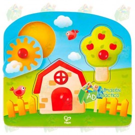 ROMPECABEZAS CAMPESTRE CON RESAQUE - HAPE - COUNTRY PEG PUZZLE-JuguetesEstrella-ROMPECABEZAS