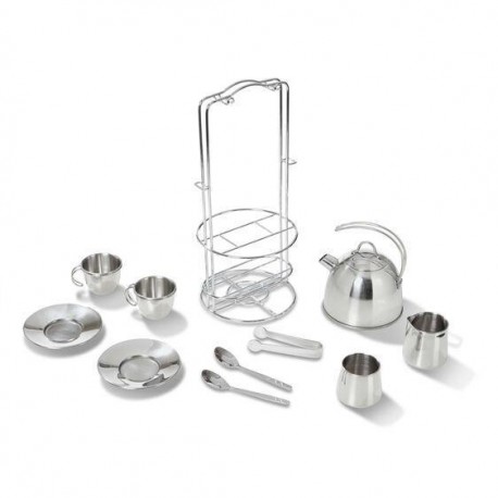 JUEGO DE TÉ DE ACERO INOXIDABLE  - M&D - STAINLESS STEEL TEA SET-JuguetesEstrella-COCINAS, COMIDA Y ACCESORIOS PA